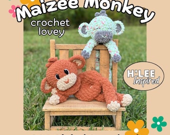 Maizee Monkey Lovey Crochet PATTERN ONLY | Low Sew Amigurumi Plushie | Stuffed Animal Snuggler | Cuddle Buddy