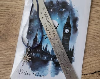Handmade Stamped Bookmark - Peter Pan JM Barrie Gift