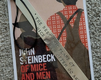 Handmade Stamped Bookmark - Of Mice and Men Steinbeck