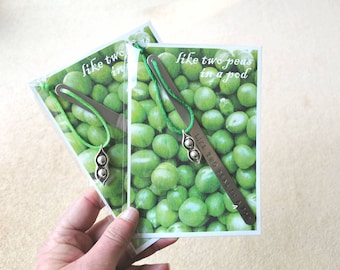 Handmade Stamped Bookmark - Like Two Peas In A Pod