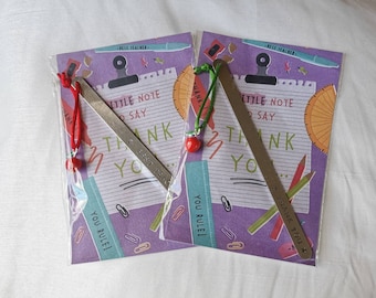 Handmade Stamped Bookmark - Teacher, Teaching Assistant Thank You  Gift