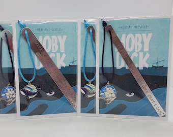 Handmade Stamped Bookmark - Moby Dick / The Whale Herman Melville