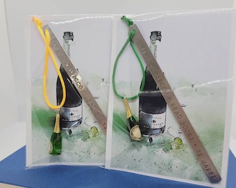 Handmade Stamped Bookmark - Drink Prosecco, Read Books, Be Happy Gift