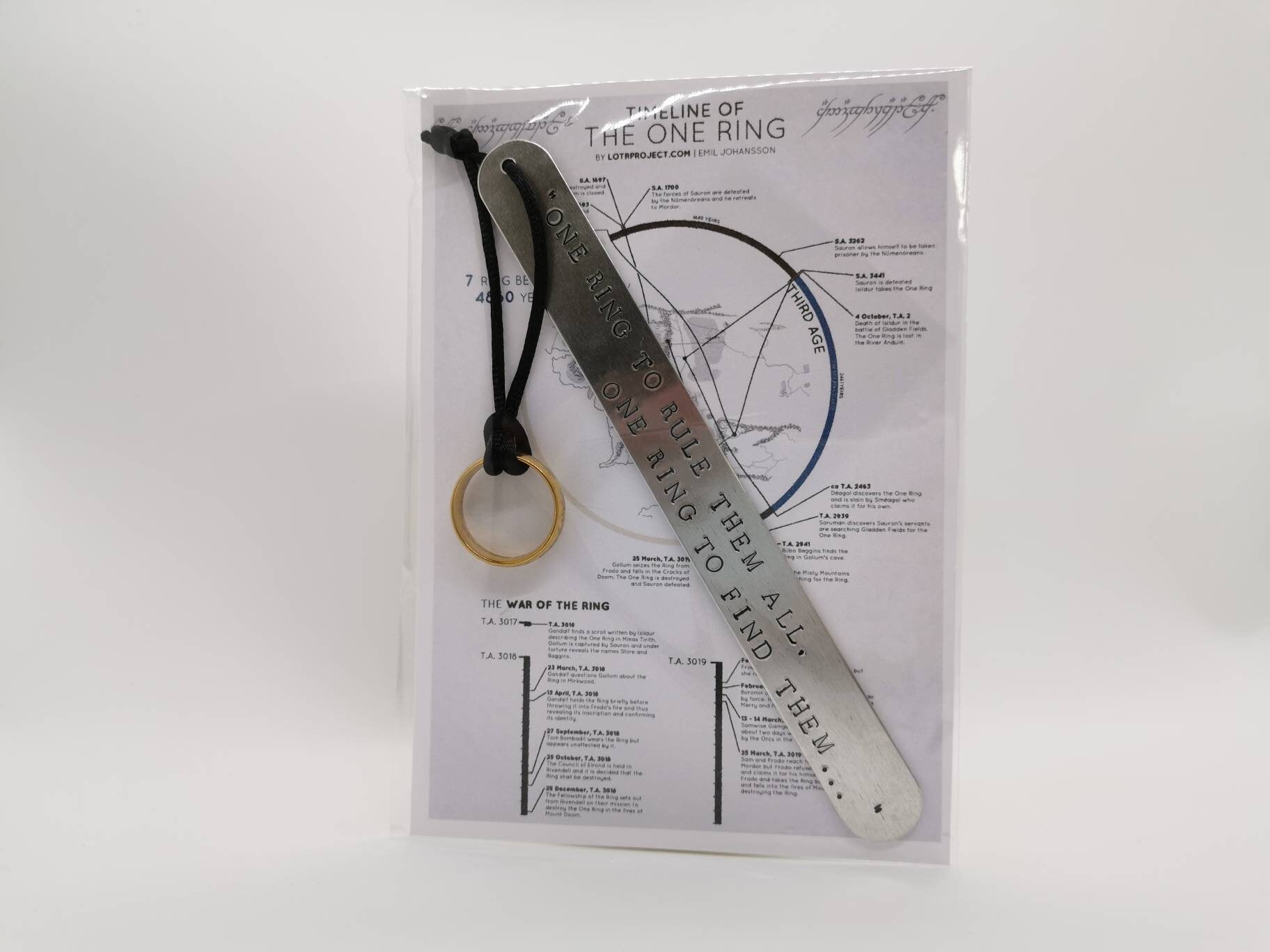 Handmade Stamped Bookmark - Lord of the Rings The One Ring Poem