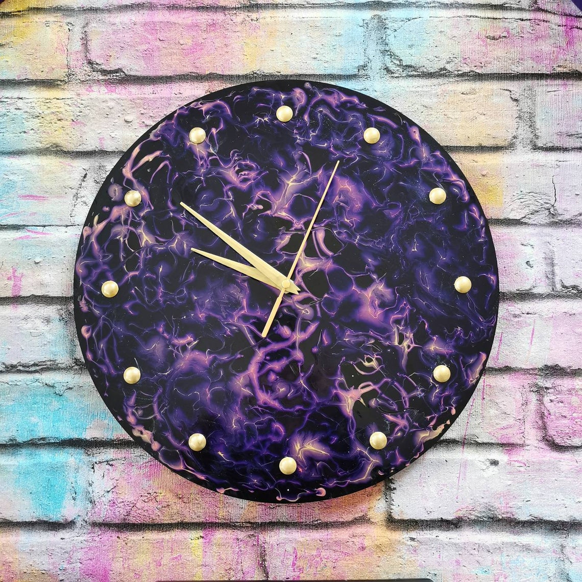 Handmade Enamel Acrylic Wall Clock Contemporary Bold Design Etsy