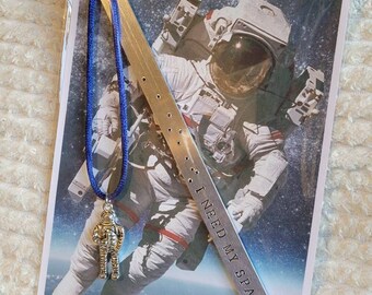 Handmade Stamped Bookmark - I Need My Space Gift