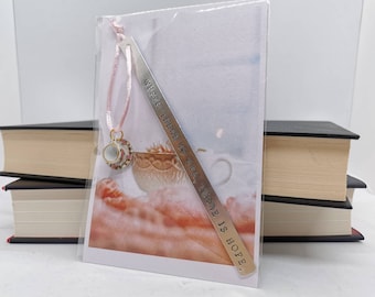 Handmade Stamped Bookmark - Where There Is Tea, There Is Hope Gift