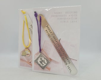 Handmade Stamped Bookmark - Introverts Books Since 1454.
