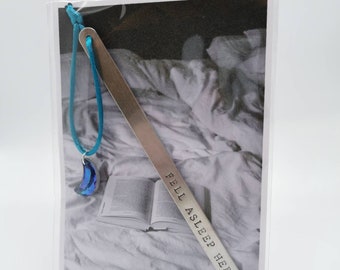 Handmade Stamped Bookmark - Fell Asleep Here ZZZ Night Time Reading Books
