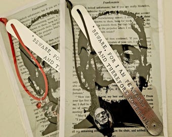 Handmade Stamped Bookmark - Mary Shelley, Frankenstein