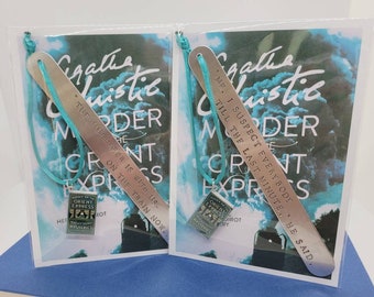 Handmade Stamped Bookmark - Agatha Christie Murder on the Orient Express Hercule Poirot Gift