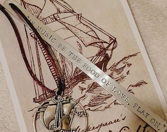 Handmade Stamped Bookmark - Twelfth 12th Night Shakespeare Gift