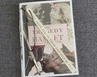 Handmade Stamped Bookmark - The Tragedy of Hamlet Shakespeare Gift