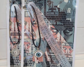 Handmade Stamped Bookmark - George Orwell 1984 Nineteen Eight Four Gift