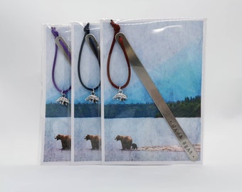 Handmade Stamped Bookmark - Mama Papa & Baby Bear Mother's / Father's Day or Birthday Mummy Daddy Mum Dad
