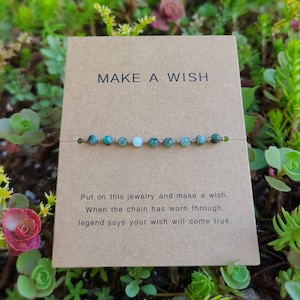 Emerald bracelet, Wish bracelet, May birthstone bracelet, adjustable bracelet, gemstone beaded bracelet, dainty bracelet, minimalist jewelry