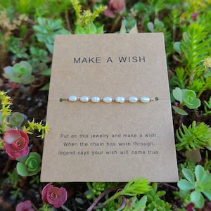 Pearl bracelet, Wish bracelet, April birthstone bracelet, adjustable bracelet, gemstone beaded bracelet, dainty bracelet, minimalist jewelry