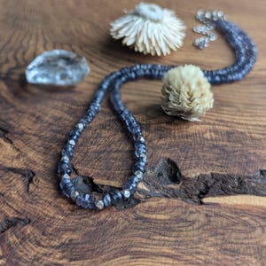 Iolite necklace, iolite beaded necklace, gemstone beaded necklace, dainty beaded necklace, layering necklace, iolite jewelry, iolite