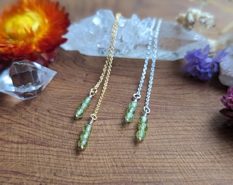 Peridot Threader earrings,  sterling silver threader earrings, gold filled threader earrings,threader earrings, dainty earrings, dainty