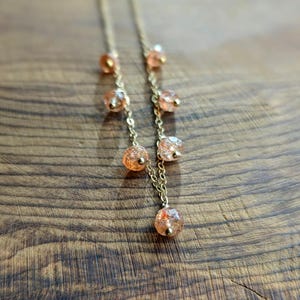 Sunstone necklace, dainty sunstone necklace, beaded necklace, dainty drop necklace, dainty gold necklace, layering necklace, sunstone