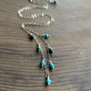 Turquoise necklace, dainty turquoise necklace, beaded necklace, dainty drop necklace, dainty gold necklace, layering necklace, turquoise