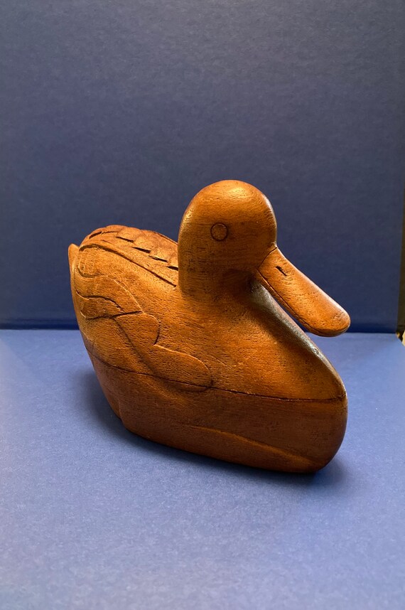 Vintage Carved Wooden Duck Box Etsy