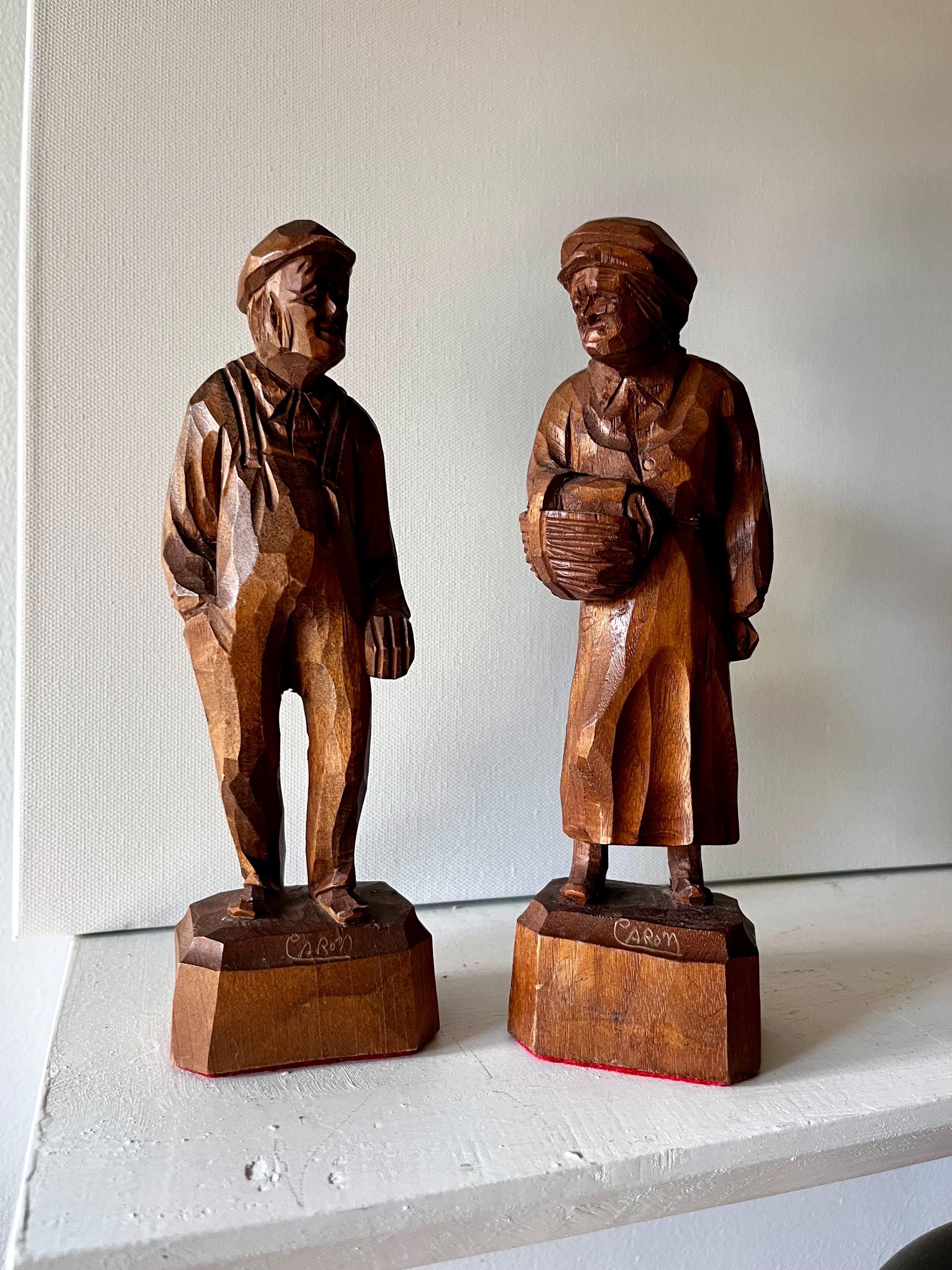 Hand Carved Antique Caron Man and Woman - Etsy
