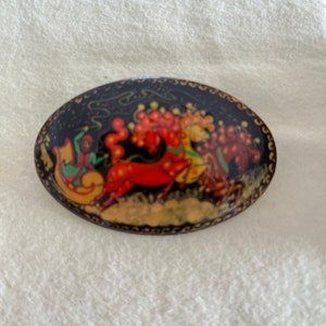 Pin de broche de laca pintado a mano ruso firmado por el artista