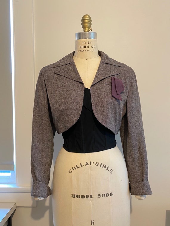 1950s Fitted Cropped Gabardine Jacket