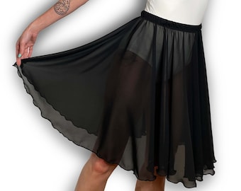 Black Chiffon Ballet Pull On Skirt - Ballet Rehearsal Skirt - Pirouette Skirt