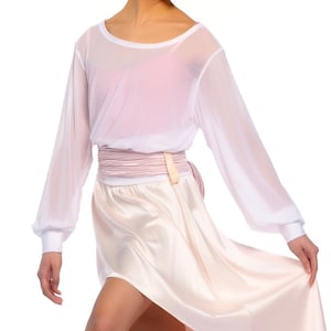 Sheer Mesh Pullover Top / Ballet Warm Up Top / White Mesh Pullover