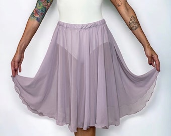 Light Purple Lavender Mist Chiffon Ballet Pull On Skirt - Ballet Rehearsal Skirt - Pirouette Skirt