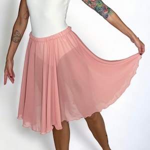 Dusty Rose Chiffon Ballet Skirt: Full Circle Pull-On Rehearsal Skirt