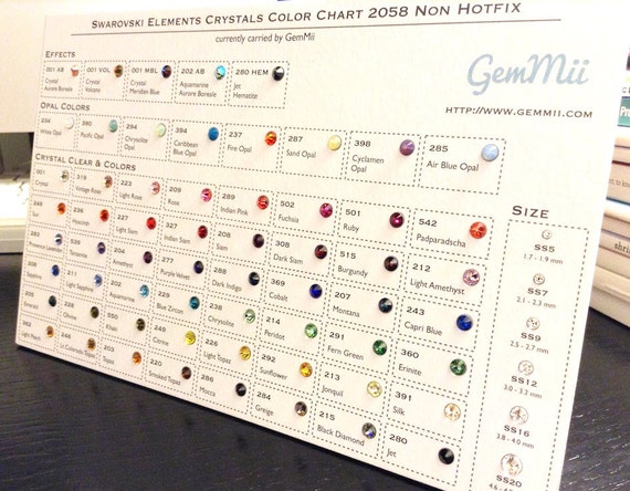 Swarovski Crystal Color Chart Actual Rhinestones