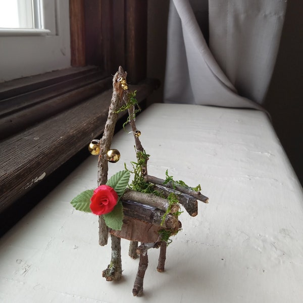 Miniature twig chair for fairy gardens