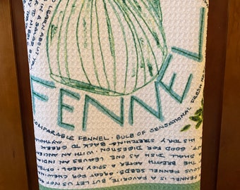 FRAGRANT FENNEL drawing on sturdy kitchen towel