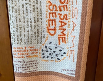 SESAME SEED drawing on sturdy kitchen towel