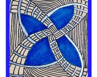 BLUE WEAVING note card with hand drawn image