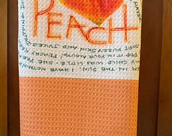 PERFECT PEACH drawing on sturdy kitchen towel