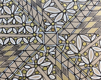 EARTHTONE PATTERNED ZIA: note card with hand drawn image. Zentangle Inspired Art.  See zentangle.com