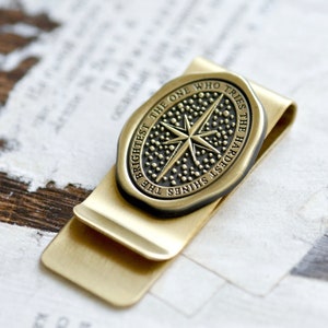 Enamel Message Wax Seal Money Clip Journal Clip | Star | The one who tries the hardest shines brightest | Antique Gold | Backtozero