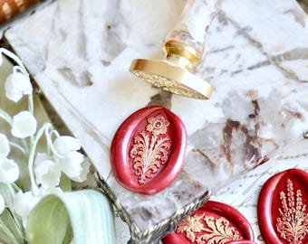 Retro Flower Eye Shaped Wax Seal Stamp  | Daffodil | Free Signature OOAK Copper Foil Resin Handle | Backtozero B20