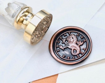 Sea Lion Latin Motto Message Potential Retro Antique Inspired Wax Seal Stamp  | Free OOAK Copper Foil Resin Handle | Backtozero B20