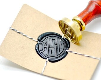 B20 Wax Seal Stamp Personalized Wedding Custom Triple Initials Circle Monogram