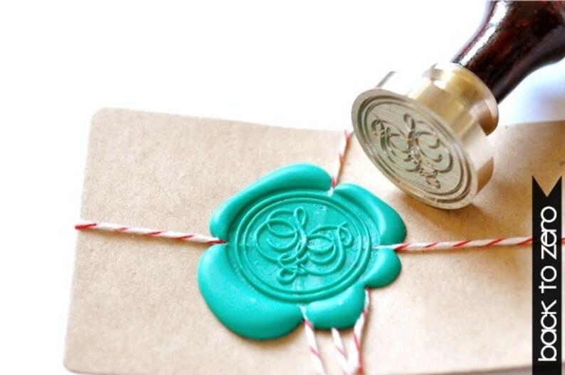 Personalized Custom Double Script Initials Ampersand Wax Seal Stamp | Backtozero 