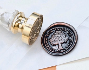 Tree Latin Motto Message Courage Strength Retro Antique Inspired Wax Seal Stamp | Free OOAK Gold Foil Resin Handle | Backtozero B20