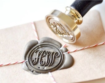 Personalized Custom Double Initials Monogram Wax Seal Stamp | Backtozero