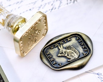 Squirrel Latin Motto Message Dedication Success Retro Antique Inspired Wax Seal Stamp | Free OOAK Gold Foil Resin Handle | Backtozero B20