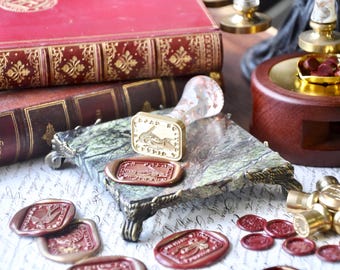 OOAK Vintage geïnspireerde marmeren lakverzegeling basisdisplay fotorekwisiet | Bidasargroen | Backtozero B20