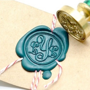 Personalized Wedding Custom Triple Initials Monogram Wax Seal Stamp Backtozero image 1